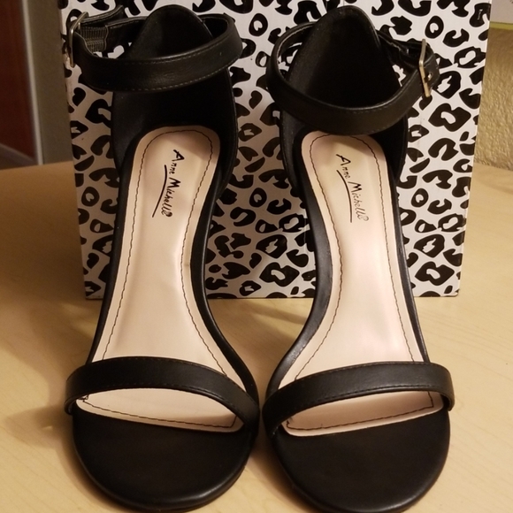 Anne Michelle Shoes - Black Strap Heels